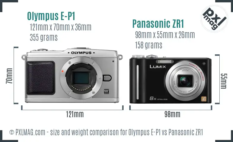 Olympus E-P1 vs Panasonic ZR1 size comparison