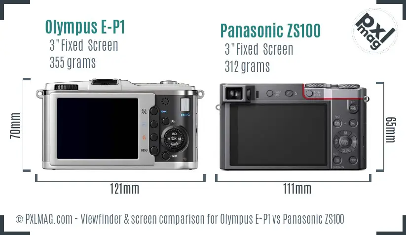 Olympus E-P1 vs Panasonic ZS100 Screen and Viewfinder comparison