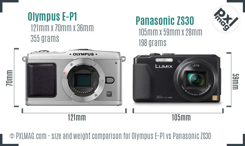Olympus E-P1 vs Panasonic ZS30 size comparison