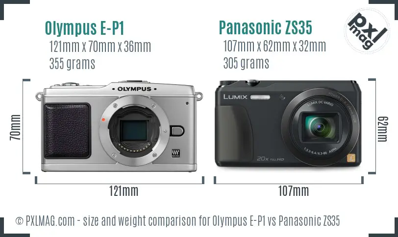Olympus E-P1 vs Panasonic ZS35 size comparison
