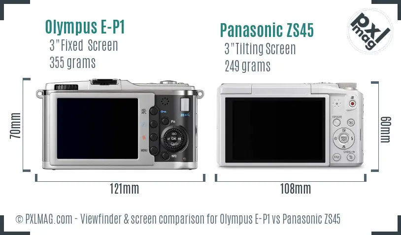 Olympus E-P1 vs Panasonic ZS45 Screen and Viewfinder comparison