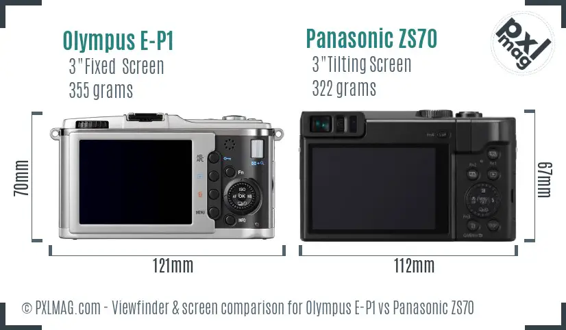 Olympus E-P1 vs Panasonic ZS70 Screen and Viewfinder comparison