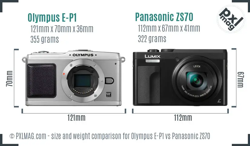 Olympus E-P1 vs Panasonic ZS70 size comparison