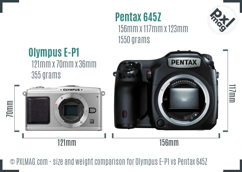 Olympus E-P1 vs Pentax 645Z size comparison