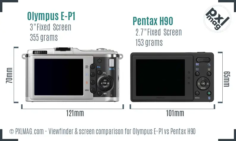 Olympus E-P1 vs Pentax H90 Screen and Viewfinder comparison