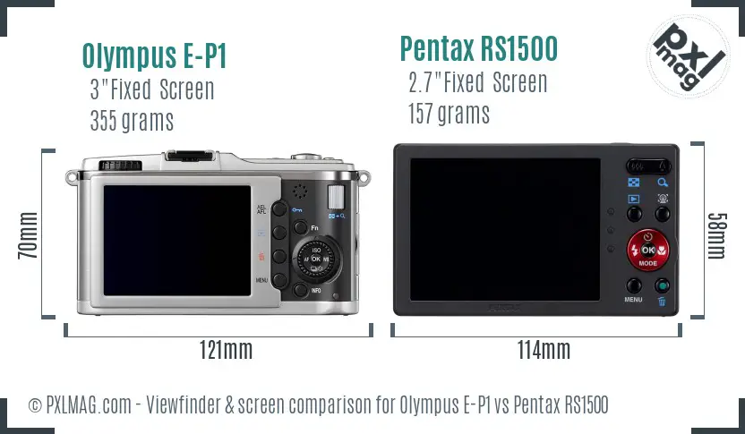 Olympus E-P1 vs Pentax RS1500 Screen and Viewfinder comparison