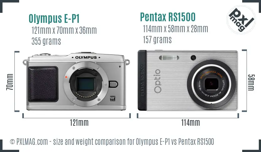 Olympus E-P1 vs Pentax RS1500 size comparison