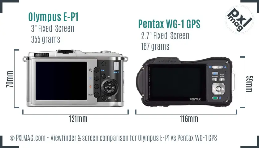 Olympus E-P1 vs Pentax WG-1 GPS Screen and Viewfinder comparison