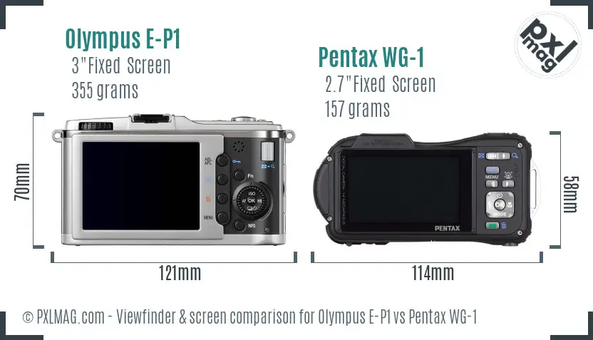 Olympus E-P1 vs Pentax WG-1 Screen and Viewfinder comparison