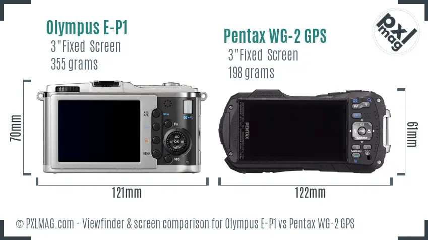 Olympus E-P1 vs Pentax WG-2 GPS Screen and Viewfinder comparison
