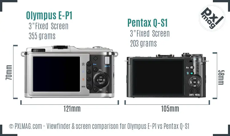 Olympus E-P1 vs Pentax Q-S1 Screen and Viewfinder comparison