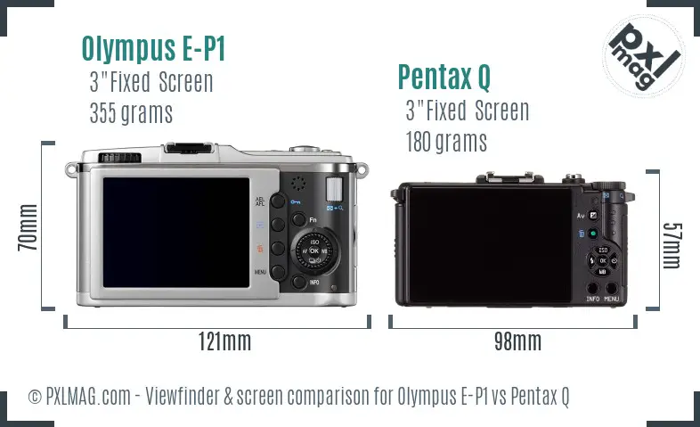 Olympus E-P1 vs Pentax Q Screen and Viewfinder comparison