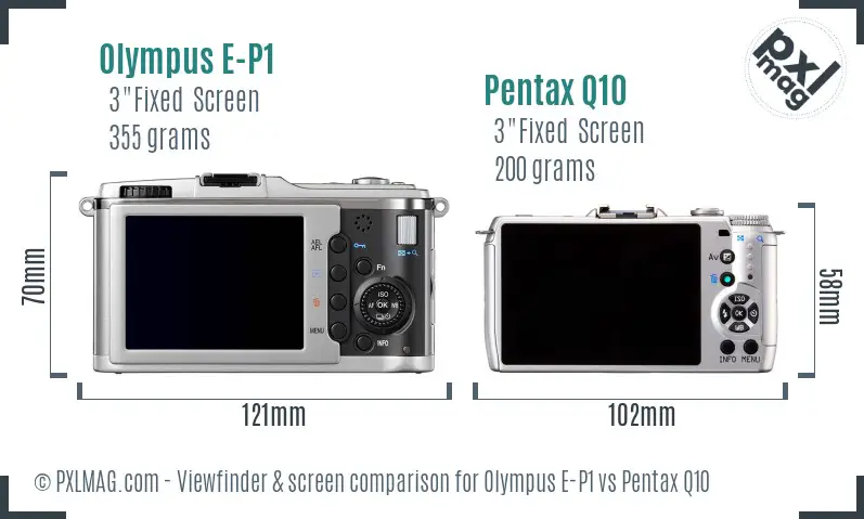 Olympus E-P1 vs Pentax Q10 Screen and Viewfinder comparison
