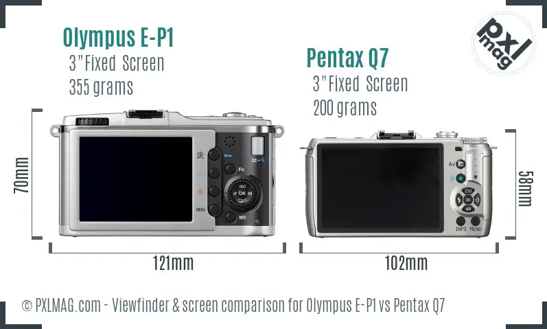 Olympus E-P1 vs Pentax Q7 Screen and Viewfinder comparison