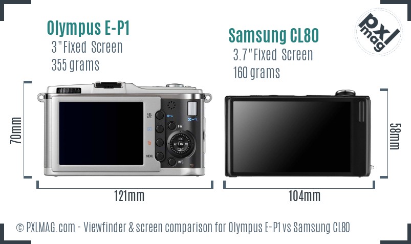 Olympus E-P1 vs Samsung CL80 Screen and Viewfinder comparison