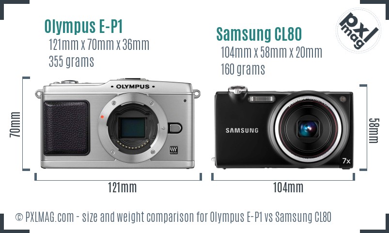 Olympus E-P1 vs Samsung CL80 size comparison Olympus E-P1 vs Samsung CL80 size comparison