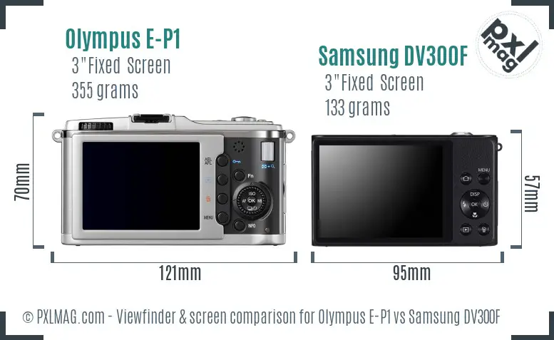 Olympus E-P1 vs Samsung DV300F Screen and Viewfinder comparison Olympus E-P1 vs Samsung DV300F Screen and Viewfinder comparison