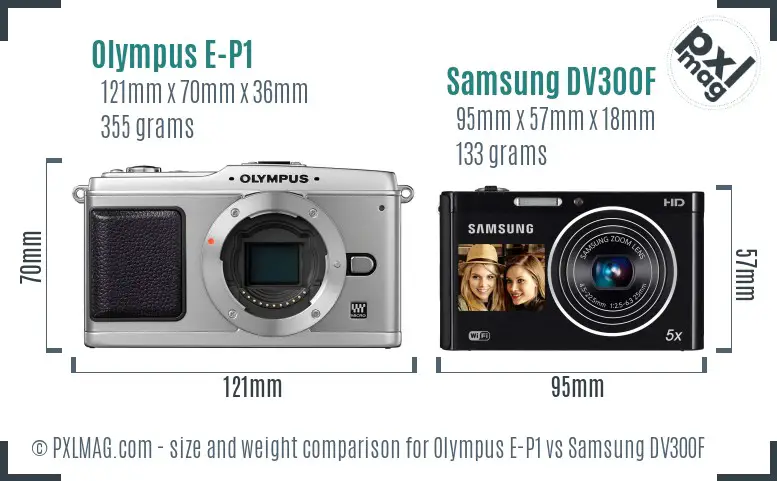 Olympus E-P1 vs Samsung DV300F size comparison Olympus E-P1 vs Samsung DV300F size comparison