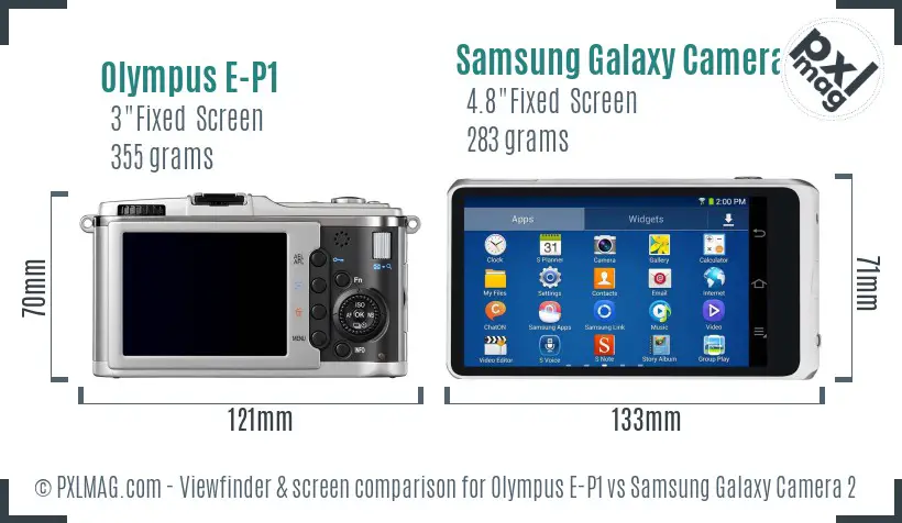 Olympus E-P1 vs Samsung Galaxy Camera 2 Screen and Viewfinder comparison