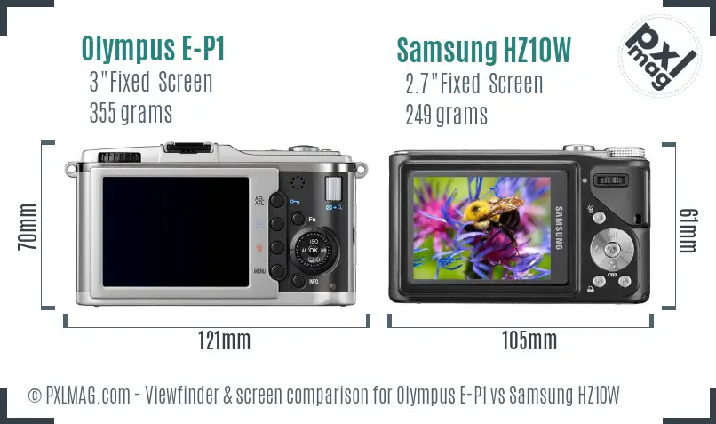 Olympus E-P1 vs Samsung HZ10W Screen and Viewfinder comparison Olympus E-P1 vs Samsung HZ10W Screen and Viewfinder comparison