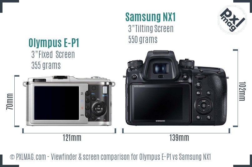 Olympus E-P1 vs Samsung NX1 Screen and Viewfinder comparison
