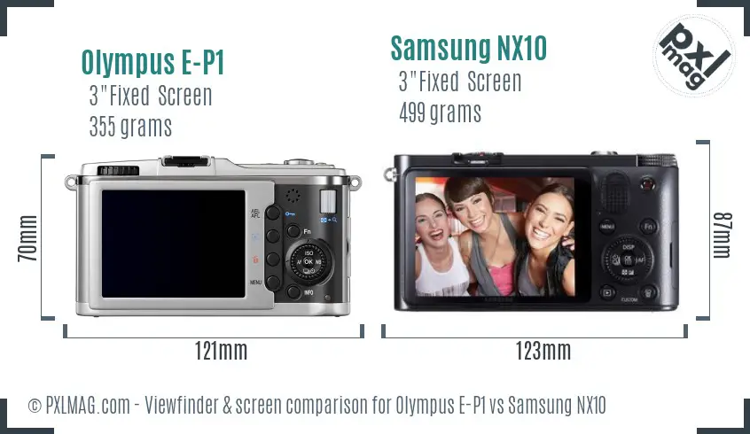 Olympus E-P1 vs Samsung NX10 Screen and Viewfinder comparison