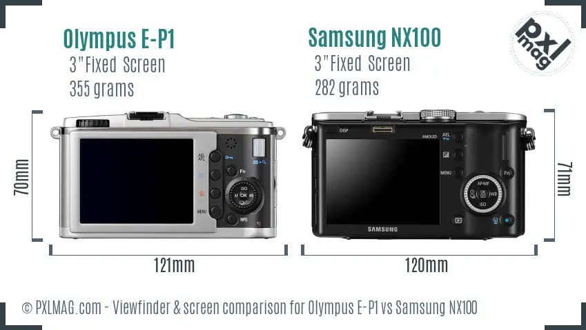 Olympus E-P1 vs Samsung NX100 Screen and Viewfinder comparison