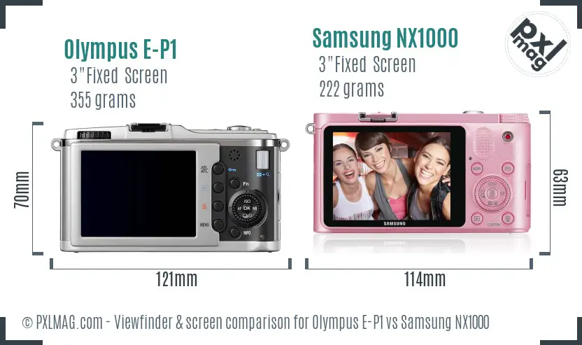 Olympus E-P1 vs Samsung NX1000 Screen and Viewfinder comparison