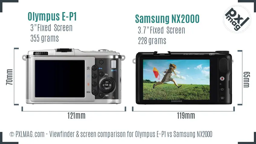 Olympus E-P1 vs Samsung NX2000 Screen and Viewfinder comparison