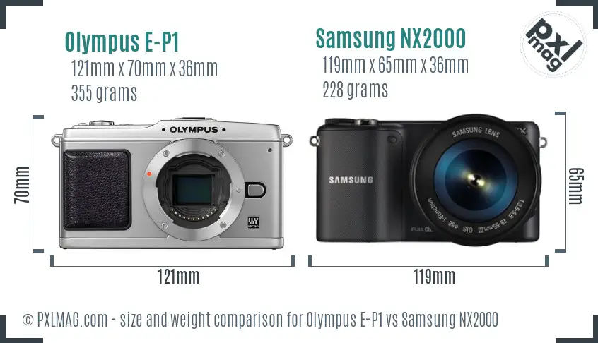 Olympus E-P1 vs Samsung NX2000 size comparison