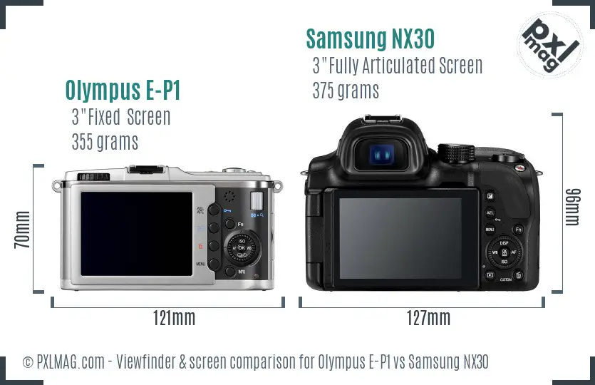 Olympus E-P1 vs Samsung NX30 Screen and Viewfinder comparison
