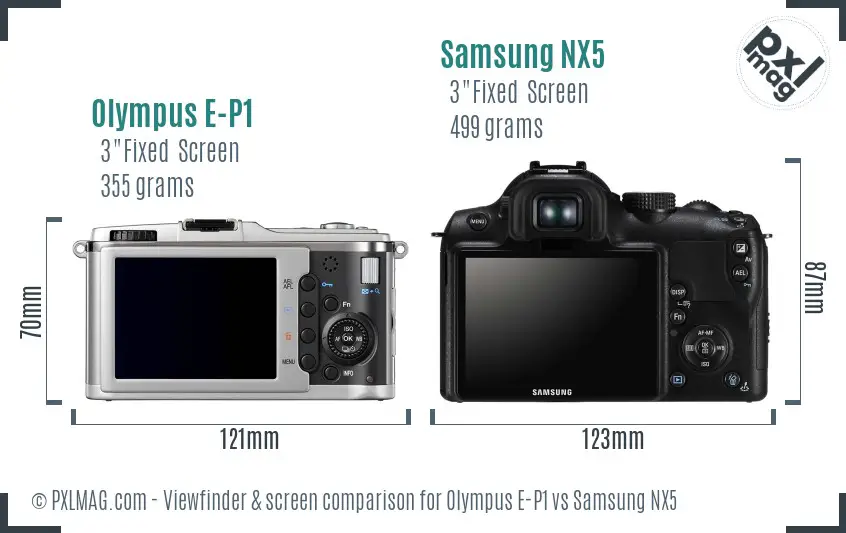 Olympus E-P1 vs Samsung NX5 Screen and Viewfinder comparison Olympus E-P1 vs Samsung NX5 Screen and Viewfinder comparison