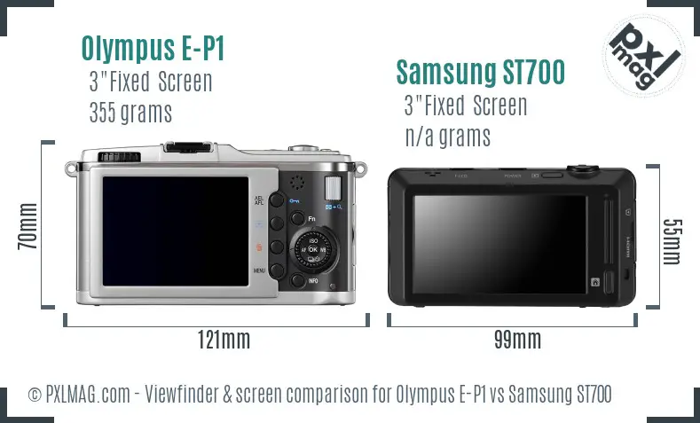 Olympus E-P1 vs Samsung ST700 Screen and Viewfinder comparison