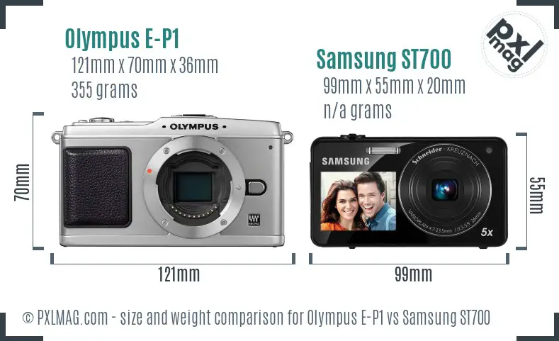 Olympus E-P1 vs Samsung ST700 size comparison
