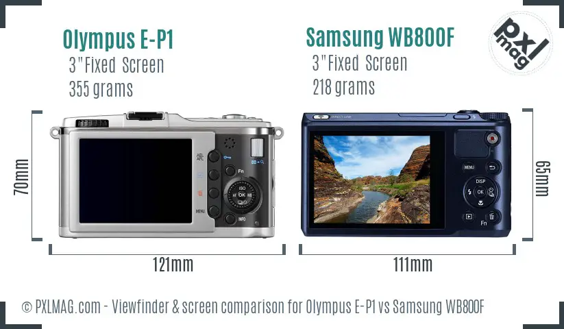 Olympus E-P1 vs Samsung WB800F Screen and Viewfinder comparison