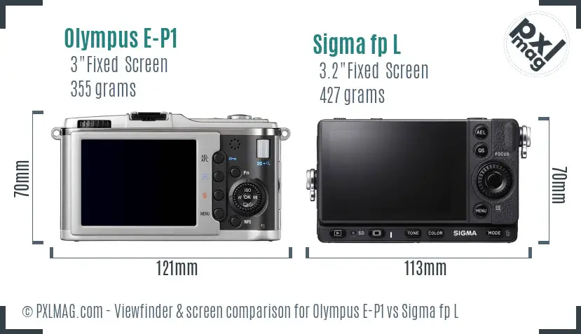 Olympus E-P1 vs Sigma fp L Screen and Viewfinder comparison