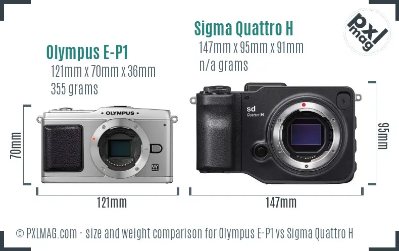 Olympus E-P1 vs Sigma Quattro H size comparison