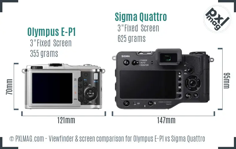 Olympus E-P1 vs Sigma Quattro Screen and Viewfinder comparison