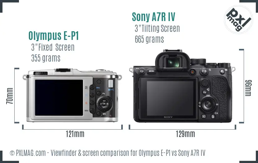 Olympus E-P1 vs Sony A7R IV Screen and Viewfinder comparison