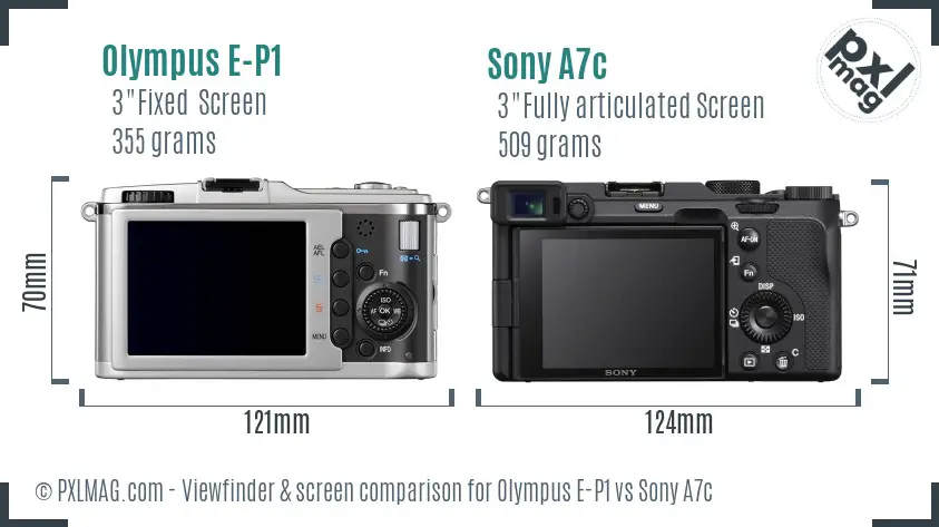 Olympus E-P1 vs Sony A7c Screen and Viewfinder comparison Olympus E-P1 vs Sony A7c Screen and Viewfinder comparison
