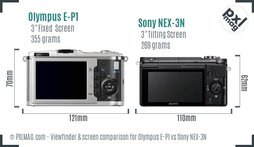 Olympus E-P1 vs Sony NEX-3N Screen and Viewfinder comparison