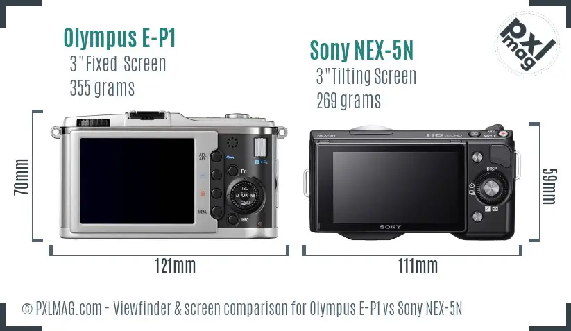 Olympus E-P1 vs Sony NEX-5N Screen and Viewfinder comparison