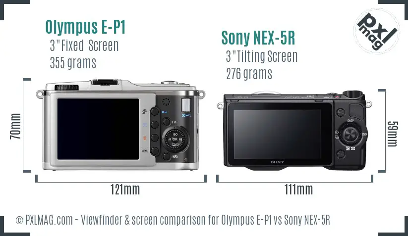 Olympus E-P1 vs Sony NEX-5R Screen and Viewfinder comparison