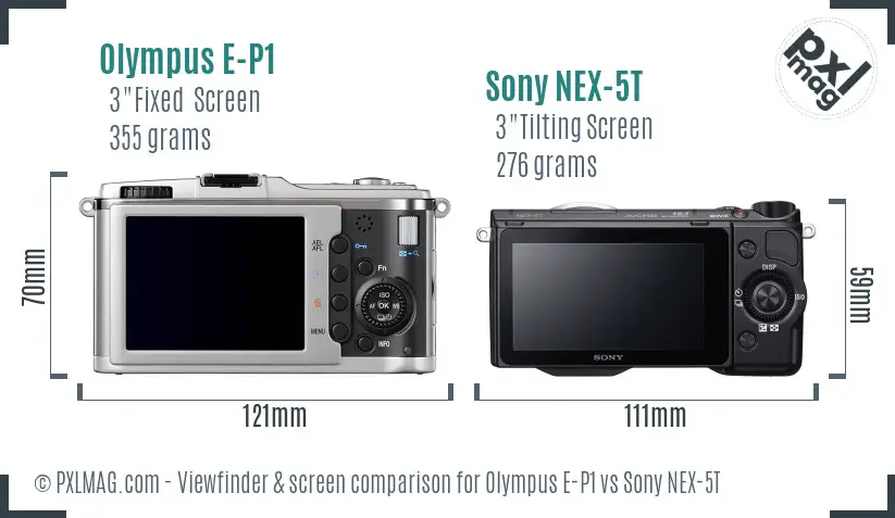 Olympus E-P1 vs Sony NEX-5T Screen and Viewfinder comparison