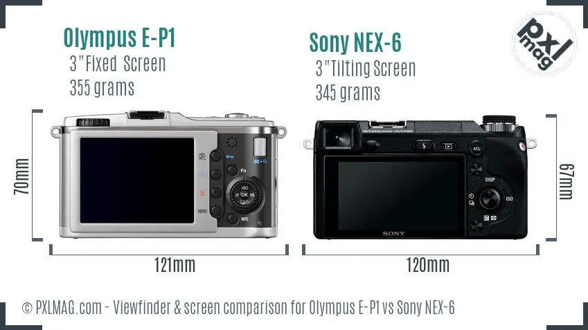 Olympus E-P1 vs Sony NEX-6 Screen and Viewfinder comparison