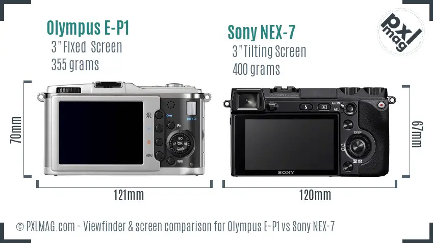 Olympus E-P1 vs Sony NEX-7 Screen and Viewfinder comparison