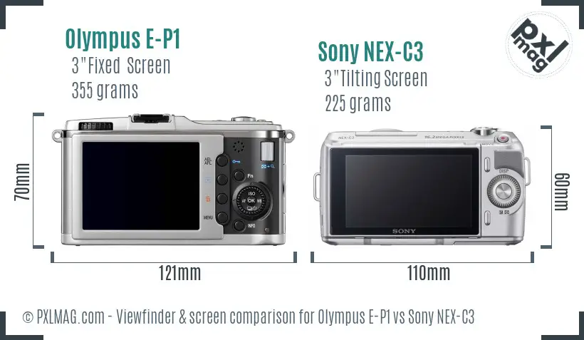 Olympus E-P1 vs Sony NEX-C3 Screen and Viewfinder comparison