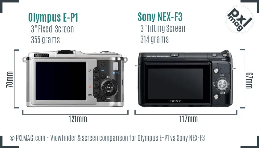 Olympus E-P1 vs Sony NEX-F3 Screen and Viewfinder comparison