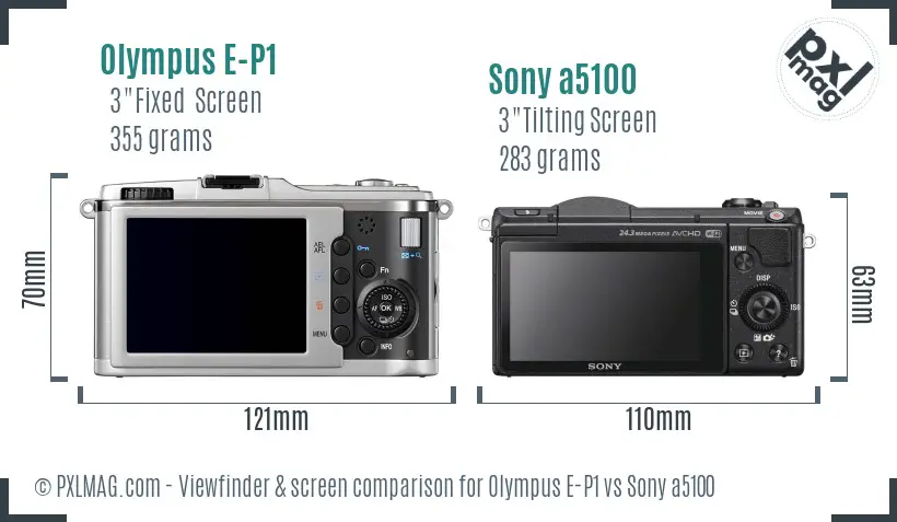 Olympus E-P1 vs Sony a5100 Screen and Viewfinder comparison