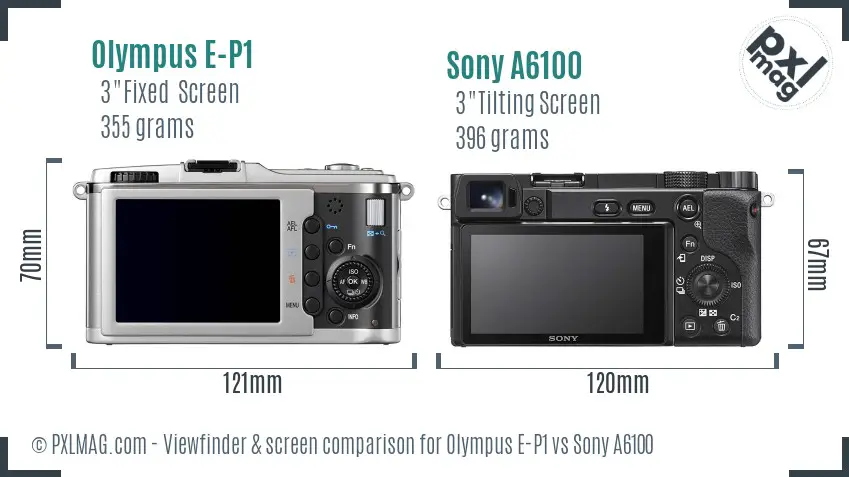 Olympus E-P1 vs Sony A6100 Screen and Viewfinder comparison